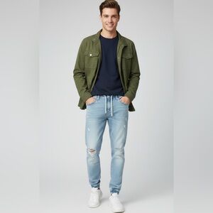 Skinny Coupe Moulante Light Blue Distressed Men Jeans